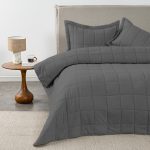 Quilt 2 Plazas Liso Block Gris