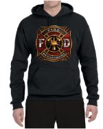 Wild Bobby, Firefighter Maltese Fire Department Patriotic Eagle Unisex Hoodie Sweatshirt, Black, Small - Image 2